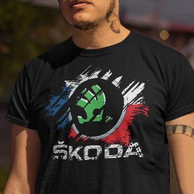 Tričko s potlačou Škoda čierna