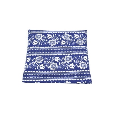 TORF ZIEGLER Polštářek s pšeničným zrnem modro-bílý folklór 25 x 23 cm