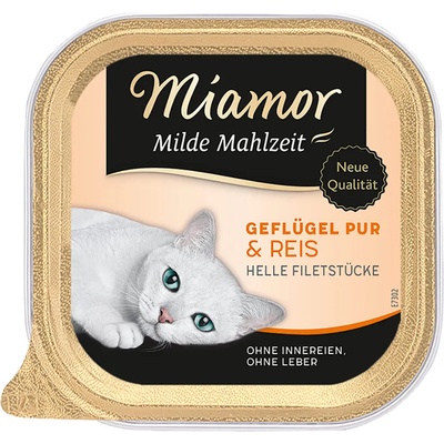 Miamor 6х100г Mild Meals Miamor, консервирана храна за котки - чисто птиче месо и ориз