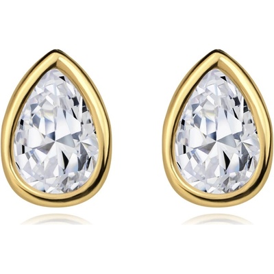 Šperky Eshop Zlaté 14K náušnice se zirkonem ve tvaru slzy S5GG275.70