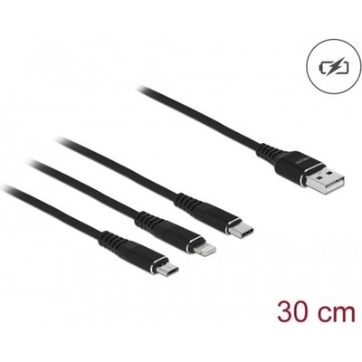 Delock 87152 USB 3 v 1 pro Lightning™ / Micro USB / USB Type-C™, 30cm, černý