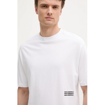 Karl Lagerfeld Памучна тениска Karl Lagerfeld в бяло с изчистен дизайн 553225.755151 (553225.755151)