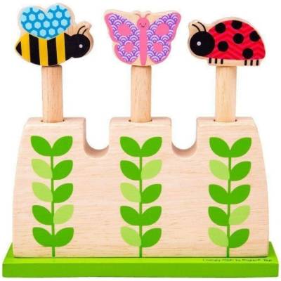 Bigjigs Toys - Дървени изскачащи градински буболечки