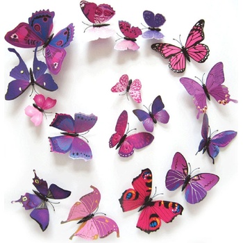 Živá Zeď Barevní 3D Motýlci Fialoví 6 - 12 cm