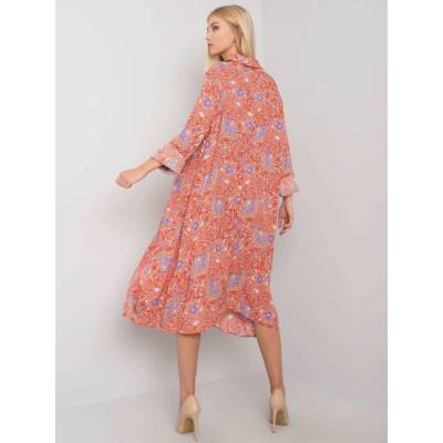 Dámske kvetinové midi šaty EM-SK-2909-1.10P orange