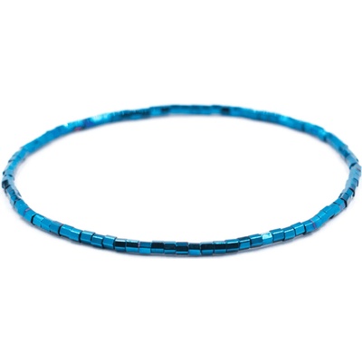 Milujeme Kameny Hematit barvený modrý náramek váleček DVABMNA4