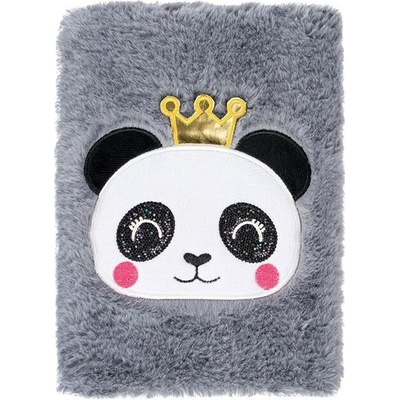 BAAGL A-8159 Panda plyšový notes A5 linajkový sivý 80 listov