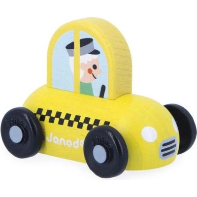 Janod Cross roads Дървена кола за бутане Такси жълто