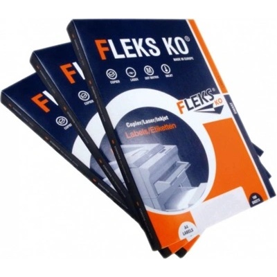 Fleks-Ko Етикети за принтери Fleks-Ko, формат А4, размер 38x21.2mm, 65бр. на лист, опаковка от 100 листа, бели (OK8625)