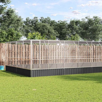 vidaXL Волиера с удължение сребриста 1246x414x212 см стомана (3214282)