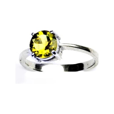 Čištín Zlatý prsten přírodní olivový křemen bílé i žluté zlato T 1252