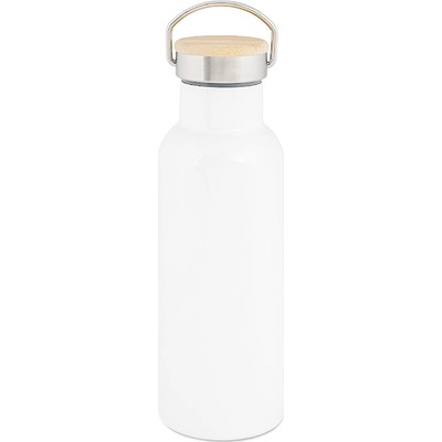 AveTech Bílá termoska s bambusovým víčkem 500 ml