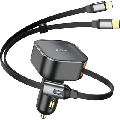 DeTech Зарядно устройство за кола DeTech DE-C53, Type-C, Lightning Кабел, 30W, Черен - 40519 (40519)
