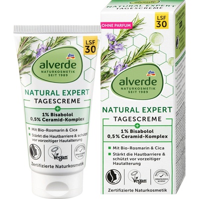 Alverde Naturkosmetik denní rozmarýn & pupečník asijský SPF30 50 ml
