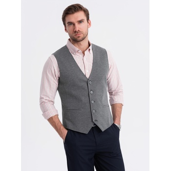 Ombre Clothing Прилепнала елегантна мъжка структурирана плетена жилетка Ombre Clothing Ombre Clothing | Siv | МЪЖЕ | L