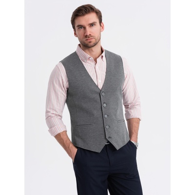 Ombre Clothing Прилепнала елегантна мъжка структурирана плетена жилетка Ombre Clothing Ombre Clothing | Siv | МЪЖЕ | L