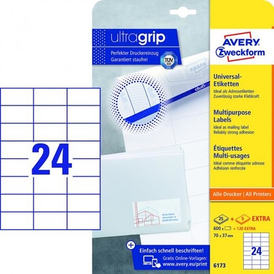 Etikety univerzálne 70x37mm Avery A4 25+5 hárkov