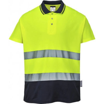 Portwest HI-VIS S174 Reflexná funkčná polokošeľa HV žltá/námorná modrá XL