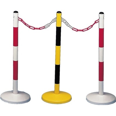 Bílo-červený kovový sloupek - průměr 5 cm, výška 90 cm