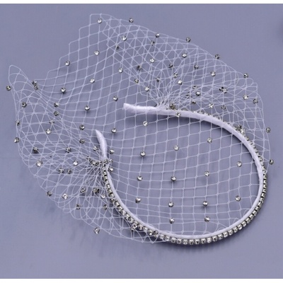 Naishide Jewelry Krystalová čelenka do vlasů se závojem Druh barvy: Bílá