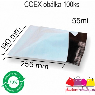 Plastové obálky COEX nepriehľadné Balenie: 100 ks balenie, Rozmer: 190 x 255 mm