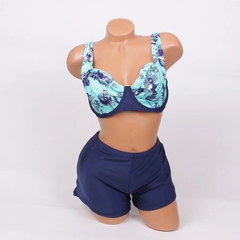 Image 1 of Макси бански в тъмно и светлосиньо с цветя - чашка d