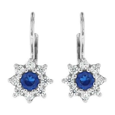 Infinitysilver stříbrné náušnice kytičky s modrým zirkonem 438127Mztp