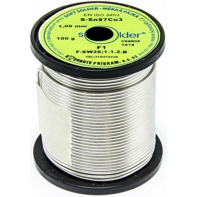 Trubičkový cín Solder S-Sn97Cu3 F1 1mm 100g
