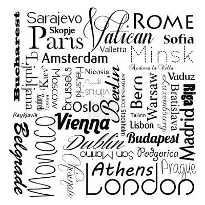 Legín/ plavkovina - Shield: Vzor města, Vienna, London , Monaco.. / 50 cm