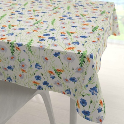 Biante bavlna čtvercový ubrus Sandra SA-601 Kopretiny a zvonky na bílém 80x80 cm