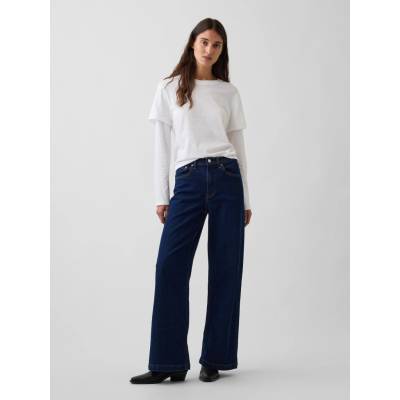GAP Džínsy High Rise Stride wide-leg Tmavomodrá