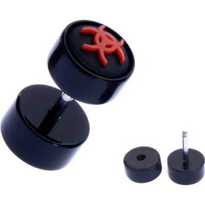 Šperky eshop kulatý fake piercing do ucha z akrylu symbol biohazardu PC35.10