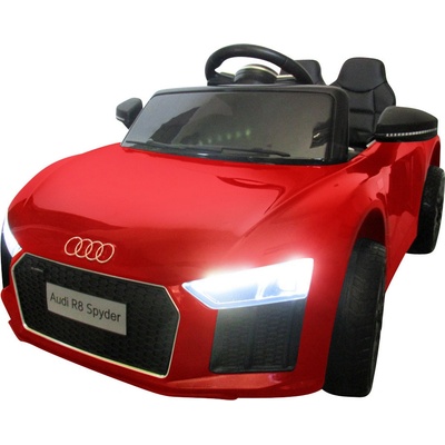 Beneo elektrické autíčko Audi R8 small 12V 24 GHz dálkové ovládání USB / SD vstup odpružení 12V baterie měkké Eva kola 2 X motor original licence červená