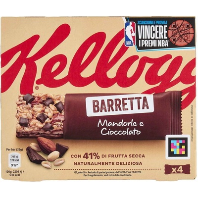 Kellogg's cereálna tyčinka s mandľami a čokoládou 4 x 32 g