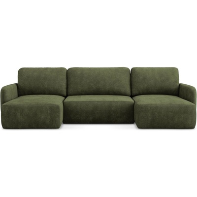 makamii Зелен шенилов разтегателен ъглов диван с място за съхранение (U форма) Lilo - Makamii (LILO_UF_61_P1_C5)