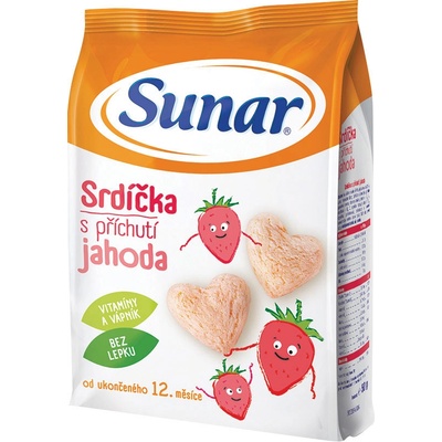 Sunar detské chrumky jahodové srdiečka 6 x 50 g