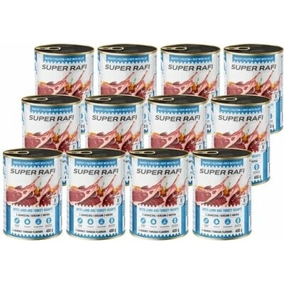 Super Rafi s jahňacími a morčacími srdcami 12 x 400 g