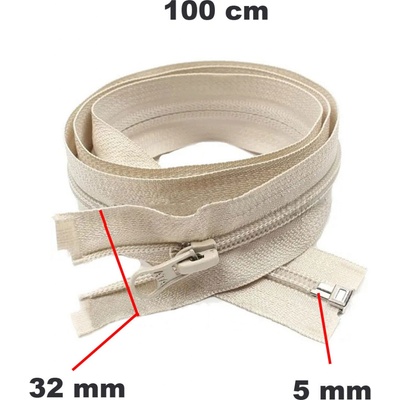 Zip spirálový Dělitelný Béžový 5 mm délka 100 cm
