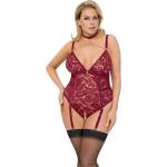Cottelli Collection Curves - дантелено боди с верижки - червено
