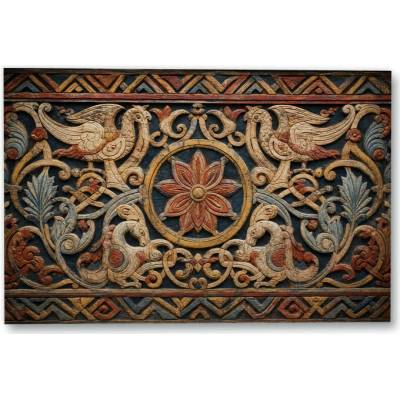 Plakát – Ornament s květem a ptáky Bez rámu Ano Bez rámu 135 × 90 cm