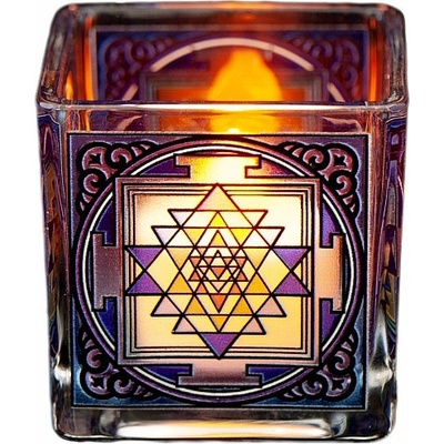 Nefertitis Svícen sklo Shri Yantra na čajové svíčky NF24436 - 6 x 6 cm