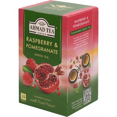 Ahmad Tea Zelený čaj s malinou a granátovým jablkem 20 x 2 g