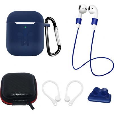 Apple Пълен комплект силиконов калъф за AirPods 2 / AirPods 1 - Син KP27721
