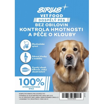 Sirius Food Sirius Vet Food Peptide+ Adult Kontrola hmotnosti a péče o klouby 1,5 kg