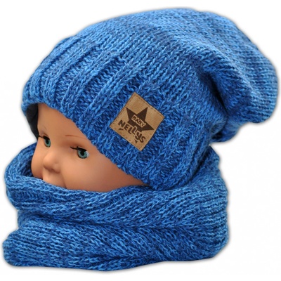 BABY NELLYS Jesenná/zimná čiapka s komínkem modrá