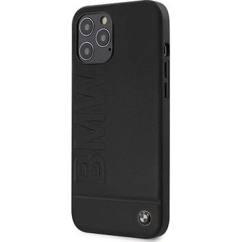 BMW Signature Logo Imprint Hard Case - кожен кейс (естествена кожа) за iPhone 12 Pro Max (черен)