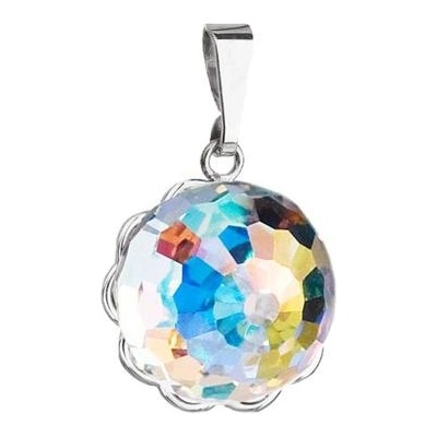 Evolution Group Stříbrný přívěsek s krystalem Swarovski ab efekt kulička 74084.2 ab