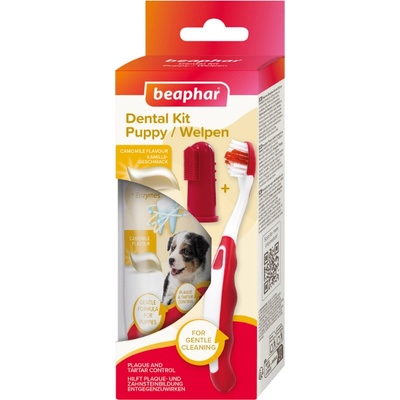 Beaphar PUPPY DENTAL KIT - комплект: паста за зъби 50 г + четка за кученца + четка за пръст
