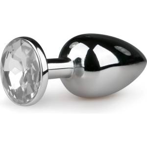 EasyToys - метален анален плъг (сребристо-бял) - lovesexshop