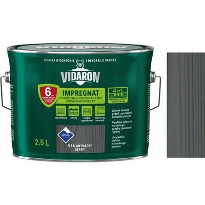 Vidaron Ochranná lazura na dřevo 2,5 l Antracit šedá V16